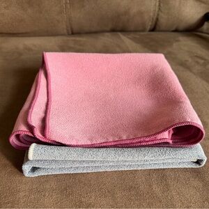 Pink and Gray Hot yoga face Towels set of 2